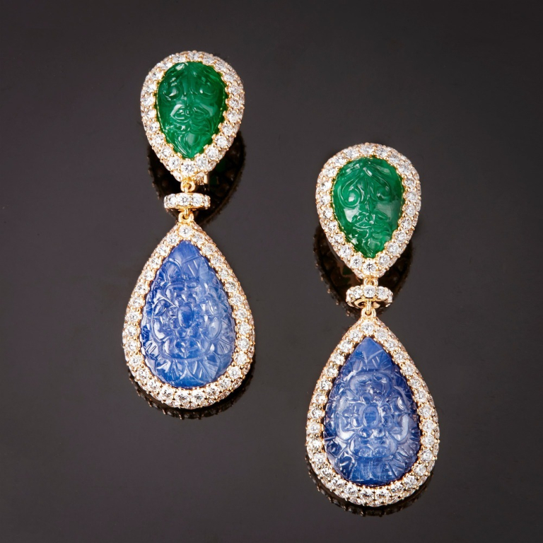 Maratea, Coloured gem and diamond earrings